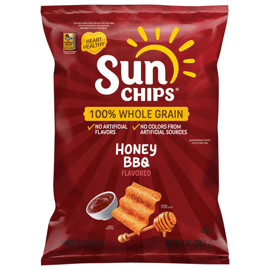SunChips Whole Grain Snacks Honey BBQ Flavored 7 Oz
