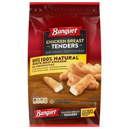BANQUET Frozen Chicken Breast Tenders Made With 100% Natural* White Meat Chicken, 24 oz.