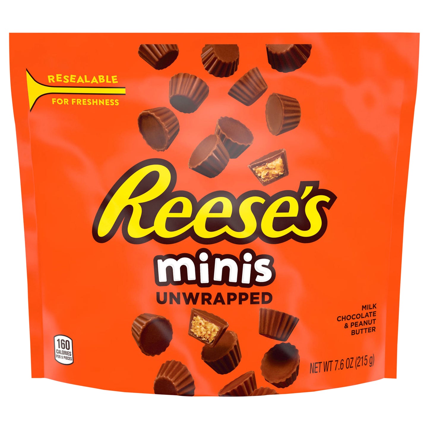 REESE'S Minis Milk Chocolate Unwrapped Peanut Butter Cups, Candy Bag, 7.6 oz