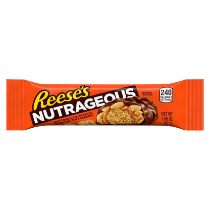 REESE'S NUTRAGEOUS Milk Chocolate, Peanut, Peanut Butter and Caramel Candy, Gluten Free, 1.66 oz, Bar
