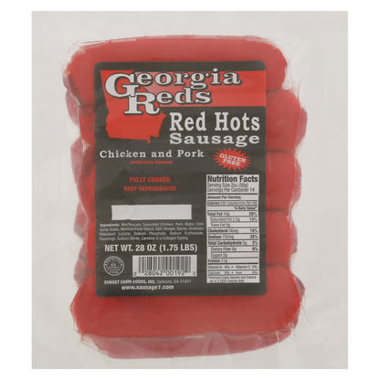 Georgia Reds Red Hots Chicken and Pork Sausage 28 oz