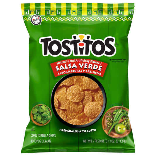 Tostitos Corn Tortilla Chips Salsa Verde Naturally And Artificially Flavored 11 Oz