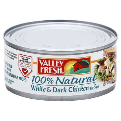 Valley Fresh 100% Natural in Broth White & Dark Chicken 10 oz