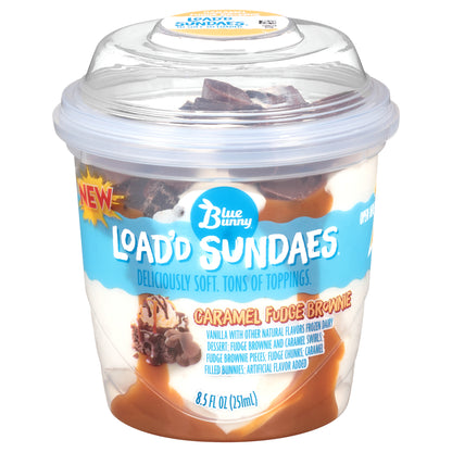 Blue Bunny Load'd Sundaes Caramel Fudge Brownie, Frozen Dessert Cup, 8.5 fl oz