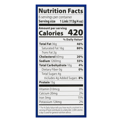 Roger Wood Family Pack Smoked Beef Flavor Sausage Family Pack 6 ea