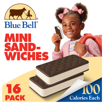 Blue Bell Mini Vanilla Ice Cream Sandwiches - 16 ct / 2.3 fl oz