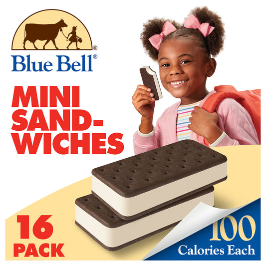 Blue Bell Mini Vanilla Ice Cream Sandwiches - 16 ct / 2.3 fl oz