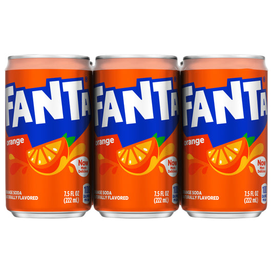 Fanta Orange Soda Fruit Flavored Soft Drink, 7.5 fl oz, 6 Pack