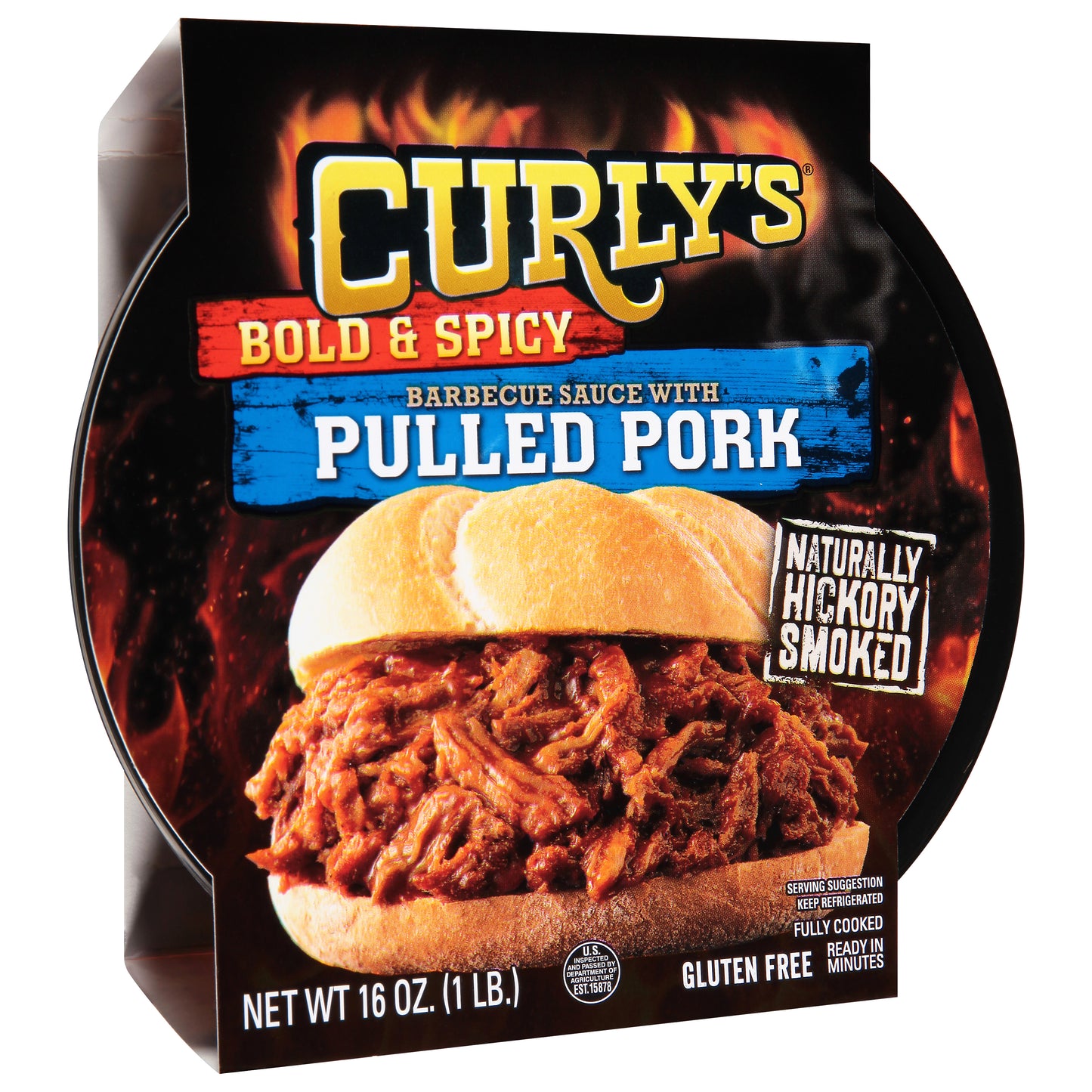 Curly's Bold & Spicy Barbecue Sauce with Pulled Pork 16 oz