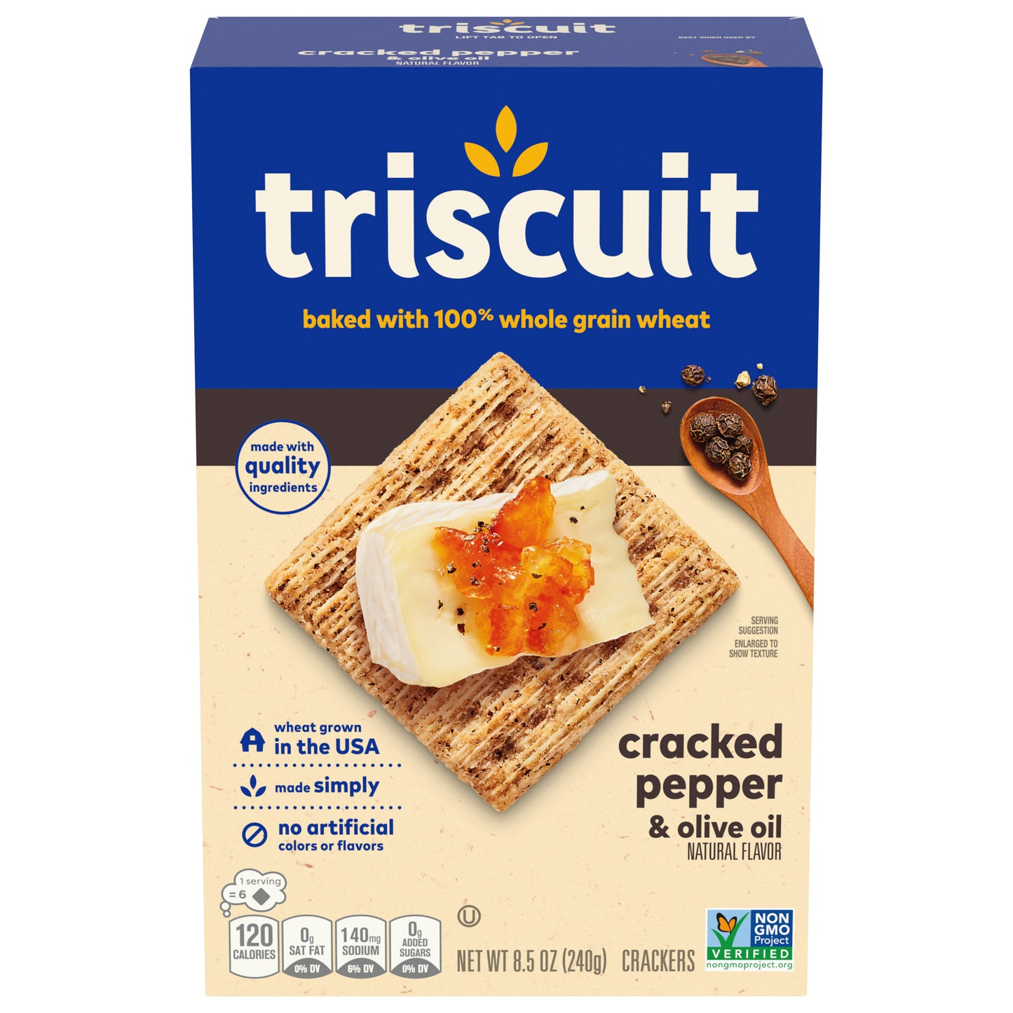 Triscuit Cracked Pepper & Olive Oil Whole Grain Wheat Crackers, 8.5 oz