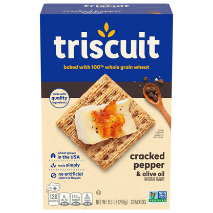 Triscuit Cracked Pepper & Olive Oil Whole Grain Wheat Crackers, 8.5 oz