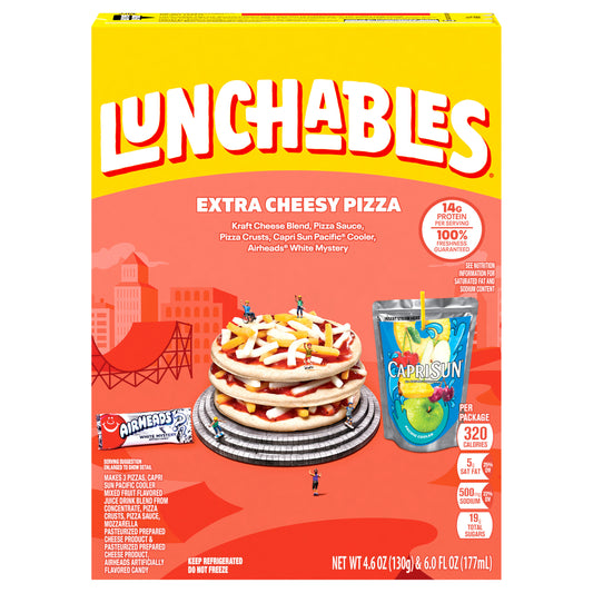 Lunchables Extra Cheesy Pizza with Airheads White Mystery Candy and Capri Sun Pacific Cooler Fun Pack, 10.6 oz Box