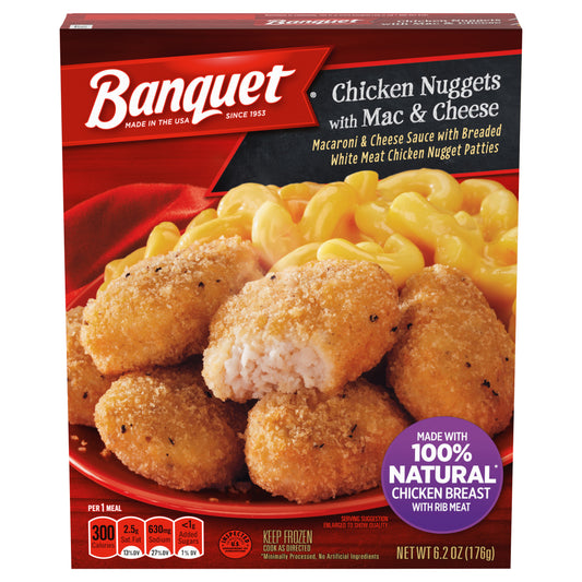 Banquet Chicken Nuggets with Mac and Cheese, Frozen Meal, 6.2 OZ