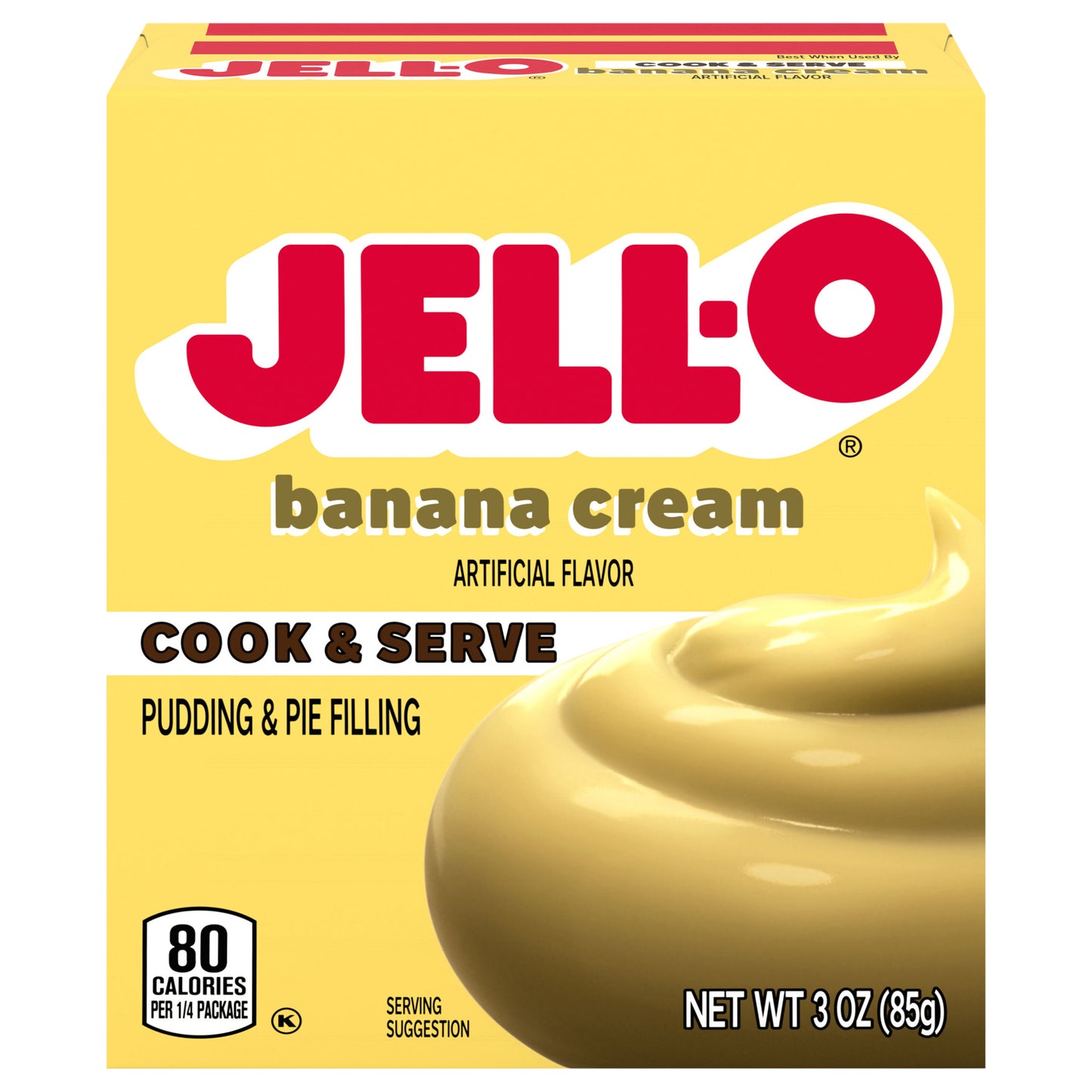 Jell-O Cook & Serve Banana Cream Artificially Flavored Pudding & Pie Filling Mix, 3 oz Box