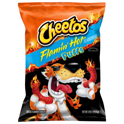 Cheetos Puffs Cheese Flavored Snacks Flamin' Hot Flavored 8 Oz